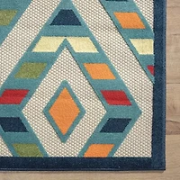 Corazon Striped Diamonds Indoor Outdoor Rectangular Area Rug