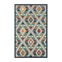 Corazon Striped Diamonds Indoor Outdoor Rectangular Area Rug
