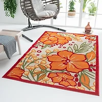 Corazon Tropical Hibiscus Indoor Outdoor Rectangular Area Rug