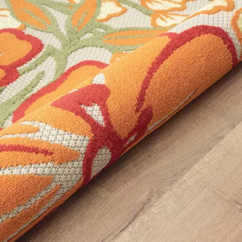Corazon Tropical Hibiscus Indoor Outdoor Rectangular Area Rug