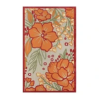 Corazon Tropical Hibiscus Indoor Outdoor Rectangular Area Rug