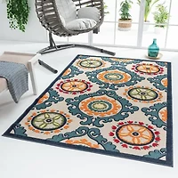 Corazon Coastal Suzani Indoor Outdoor Rectangular Area Rug