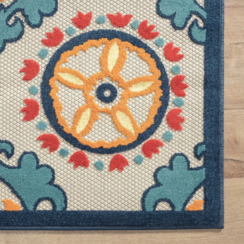 Corazon Coastal Suzani Indoor Outdoor Rectangular Area Rug