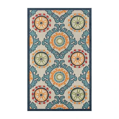 Corazon Coastal Suzani Indoor Outdoor Rectangular Area Rug