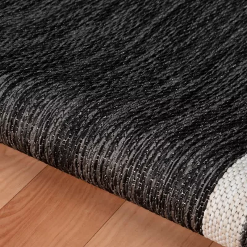 Kimberly Framing Striped Bordered Indoor Outdoor Rectangular Area Rug