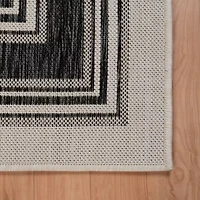 Kimberly Framing Striped Bordered Indoor Outdoor Rectangular Area Rug