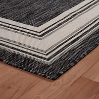 Kimberly Framing Striped Bordered Indoor Outdoor Rectangular Area Rug