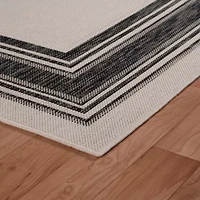Kimberly Framing Striped Bordered Indoor Outdoor Rectangular Area Rug