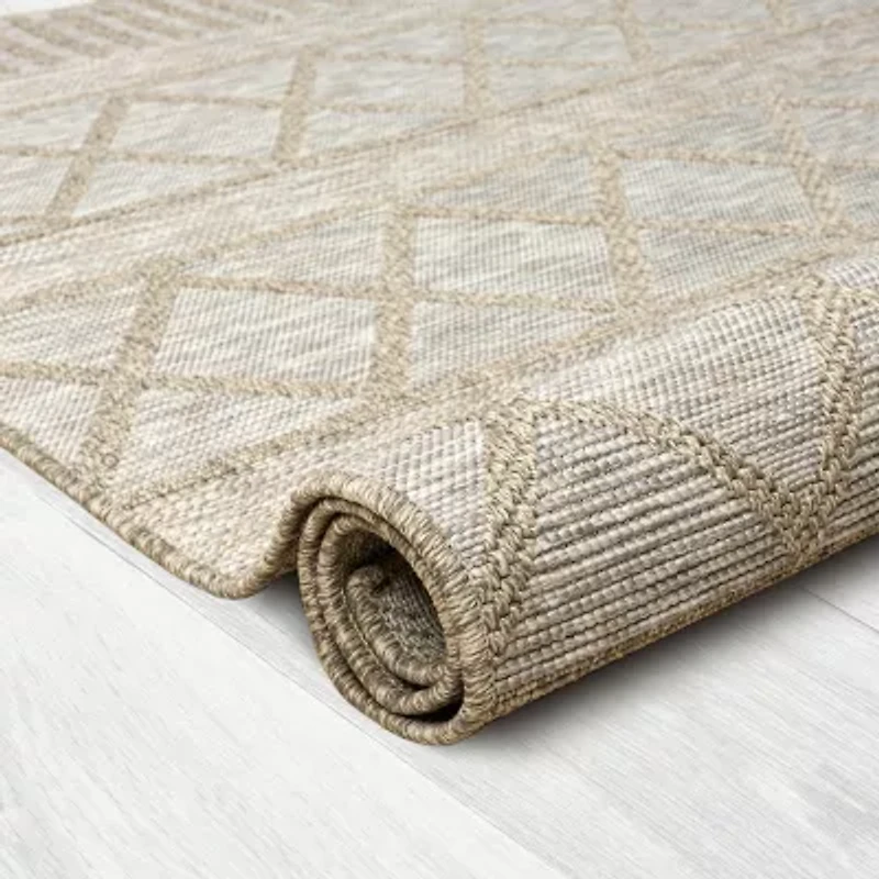 Odette Contemporary Diamond Indoor Outdoor Rectangular Area Rug