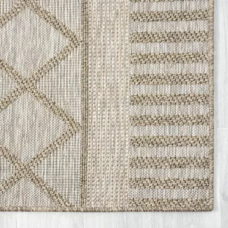 Odette Contemporary Diamond Indoor Outdoor Rectangular Area Rug