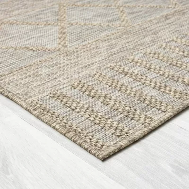Odette Contemporary Diamond Indoor Outdoor Rectangular Area Rug