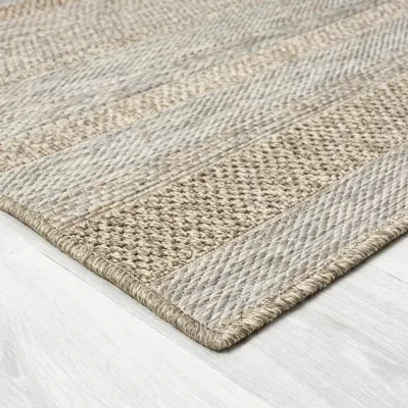 Odette Modern Striped Indoor Outdoor Rectangular Area Rug