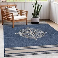 Samantha Nautical Navigation Indoor Outdoor Rectangular Area Rug