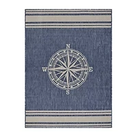 Samantha Nautical Navigation Indoor Outdoor Rectangular Area Rug