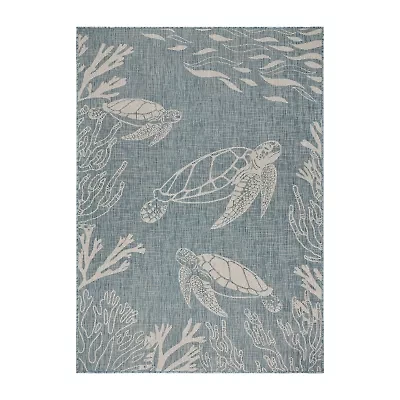 Samantha Tropical Turtle Reef Indoor Outdoor Rectangular Area Rug