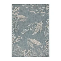 Samantha Tropical Turtle Reef Indoor Outdoor Rectangular Area Rug
