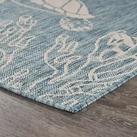 Samantha Tropical Turtle Reef Indoor Outdoor Rectangular Area Rug
