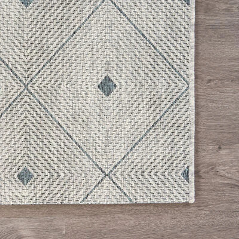 Sylvestra Minimal Diamonds Indoor Outdoor Rectangular Area Rug