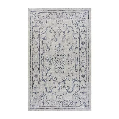 Sylvestra Medallion Blues Indoor Outdoor Rectangular Area Rug