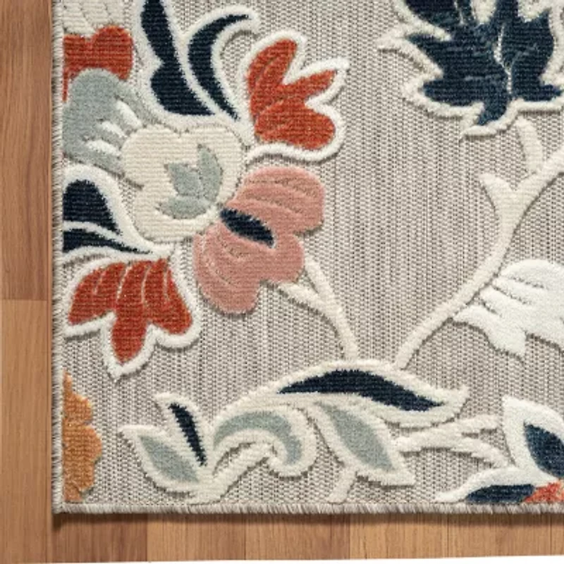 Vanessa Floral Filigree Hi-Low Indoor Outdoor Rectangular Area Rug
