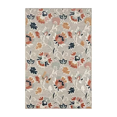 Vanessa Floral Filigree Hi-Low Indoor Outdoor Rectangular Area Rug