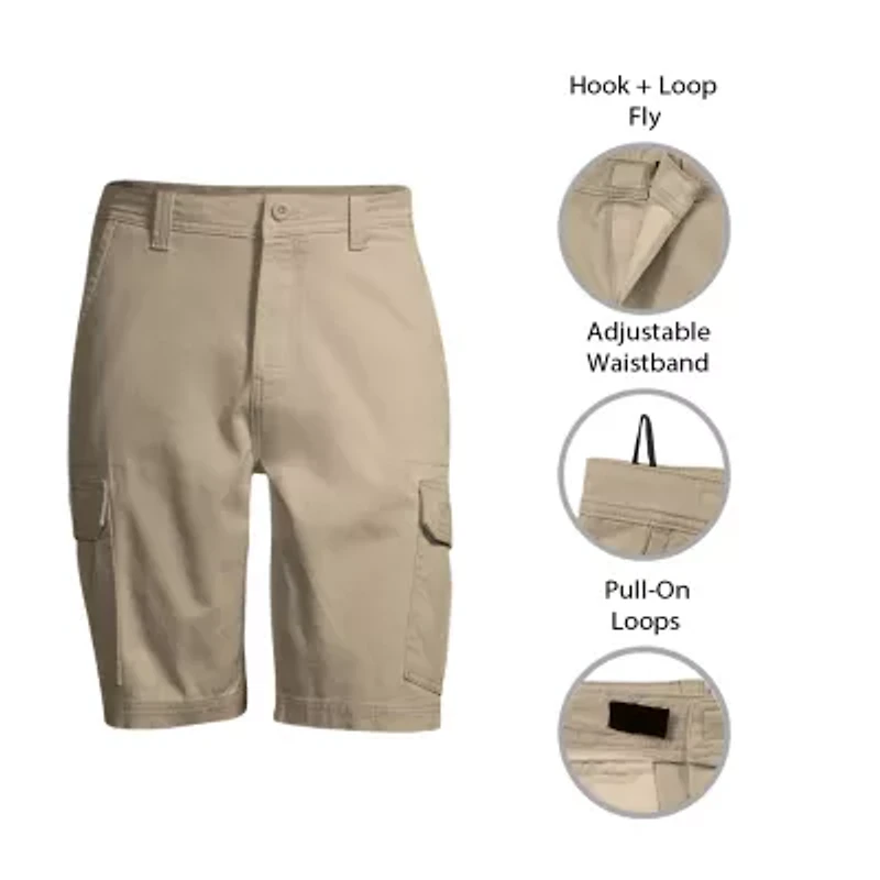 St. John's Bay Dexterity Mens 10" Mid Rise Adaptive Stretch Fabric Adjustable Features Easy-on + Easy-off Cargo Short