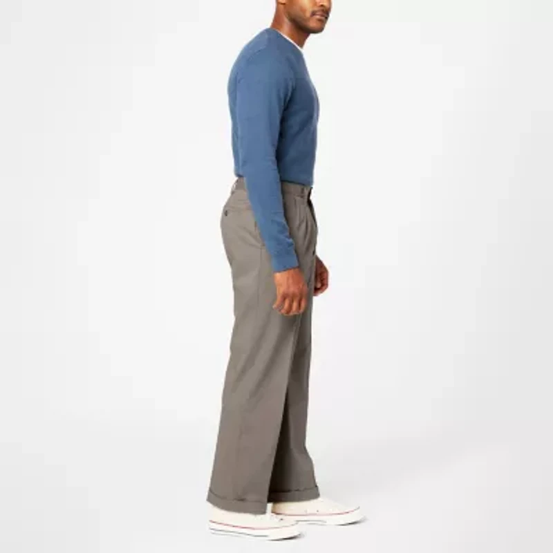 Dockers Comfort Khaki Mens Waistband Relaxed Fit Dress Pleated Pant