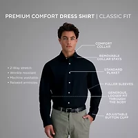 Haggar Premium Comfort Big and Tall Mens Classic Fit Easy Care Stretch Fabric Long Sleeve Dress Shirt