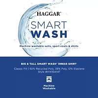 Haggar Smart Wash Big and Tall Mens Classic Fit Easy Care Long Sleeve Dress Shirt