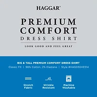Haggar Premium Comfort Big and Tall Mens Classic Fit Easy Care Stretch Fabric Long Sleeve Dress Shirt
