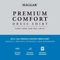Haggar Premium Comfort Big and Tall Mens Classic Fit Easy Care Stretch Fabric Long Sleeve Dress Shirt