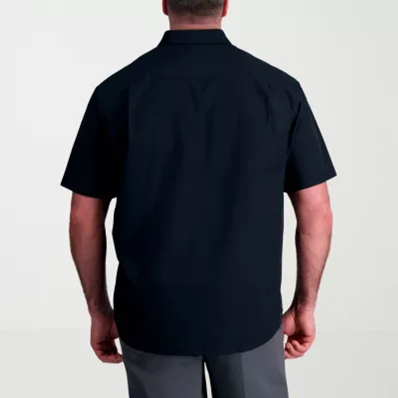 Haggar Life Khaki With Repreve Comfort Woven Mens Short Sleeve Regular Fit Stretch Fabric Big and Tall Button-Down Shirt