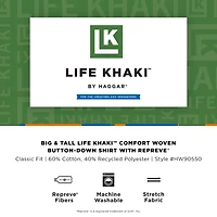Haggar Life Khaki With Repreve Comfort Woven Mens Short Sleeve Regular Fit Stretch Fabric Big and Tall Button-Down Shirt
