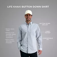 Haggar Life Khaki With Repreve Comfort Woven Mens Short Sleeve Regular Fit Stretch Fabric Big and Tall Button-Down Shirt