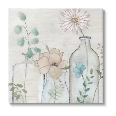 Stupell Industries Mixed Rustic Wildflower Vases Canvas Art