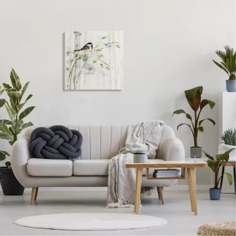 Stupell Industries Bird Perched Birch Pattern Canvas Art
