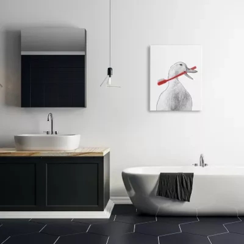 Stupell Industries Duck & Toothbrush Portrait Canvas Art