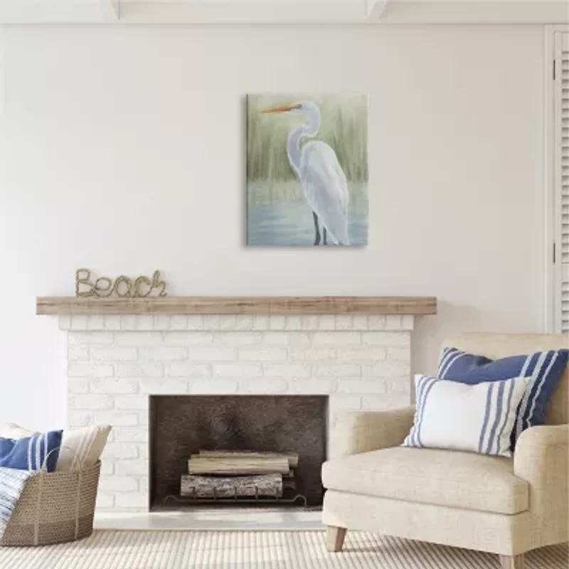 Stupell Industries Egret On Marsh Landscape Canvas Art