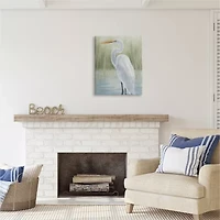 Stupell Industries Egret On Marsh Landscape Canvas Art