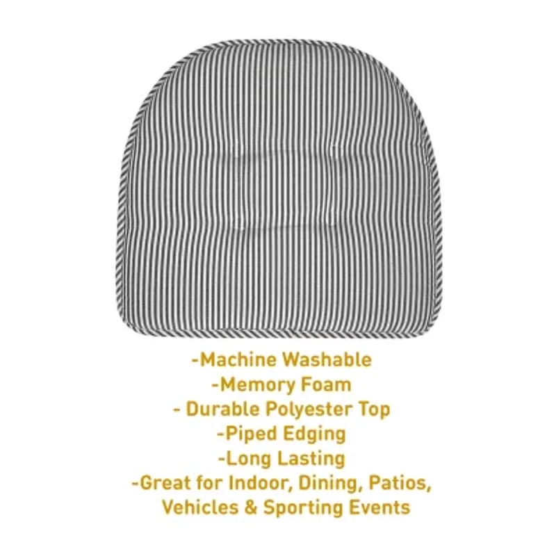 Sweet Home Collection™ Pinstripe U Shaped Memory Foam 17" x 16" Chair Cushions