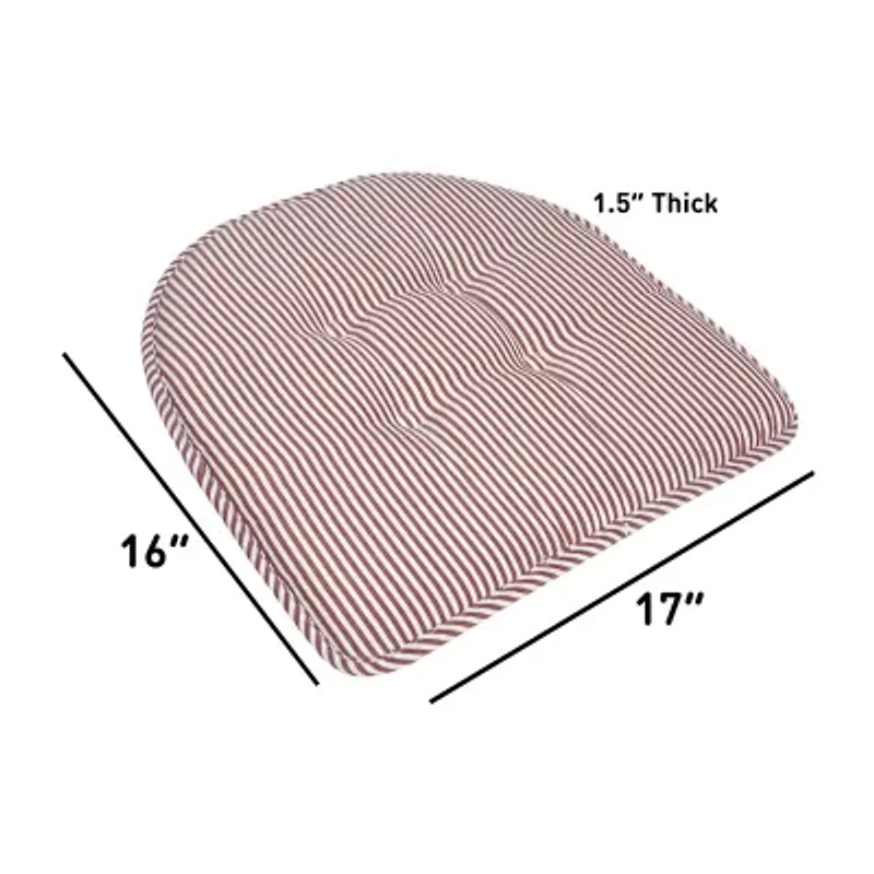 Sweet Home Collection™ Pinstripe U Shaped Memory Foam 17" x 16" Chair Cushions
