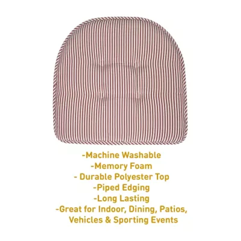 Sweet Home Collection™ Pinstripe U Shaped Memory Foam 17" x 16" Chair Cushions