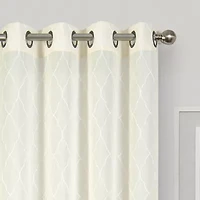 Regal Home Bayview Grommet Top Embroidered Sheer Single Curtain Panel