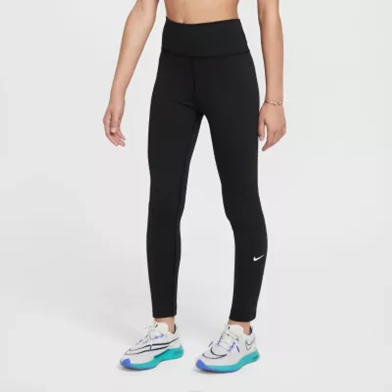 Nike Dri-Fit One Big Kid Girls High Rise Knit Active Full Length Leggings