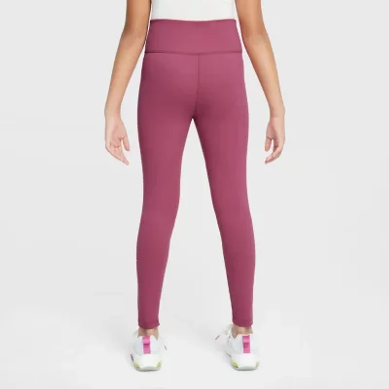 Nike Dri-Fit One Big Kid Girls High Rise Knit Active Full Length Leggings