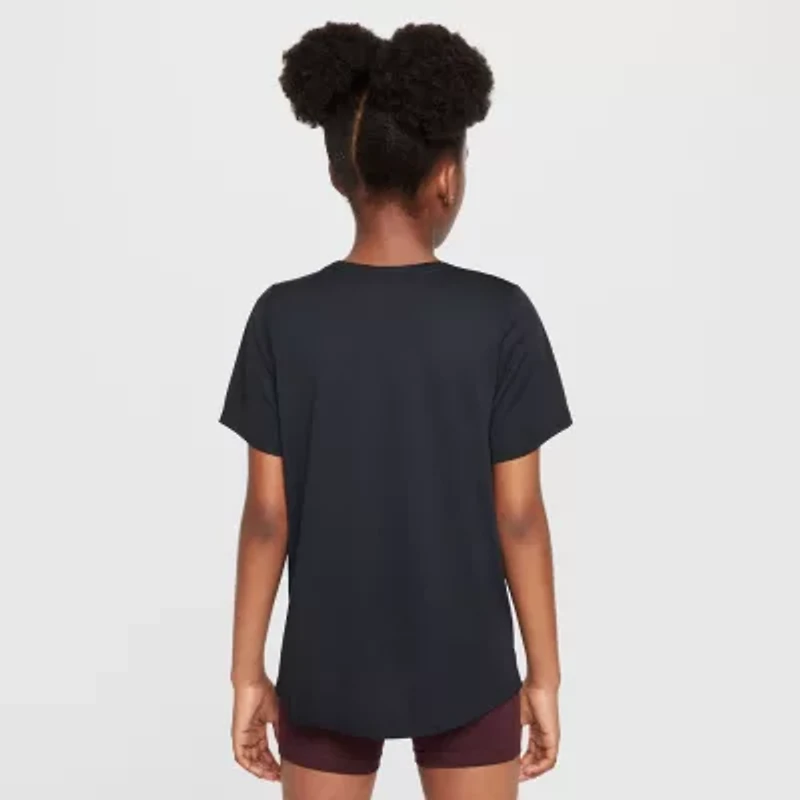 Nike Dri-Fit One Big Kid Girls Crew Neck Short Sleeve Regular Fit Graphic T-Shirt