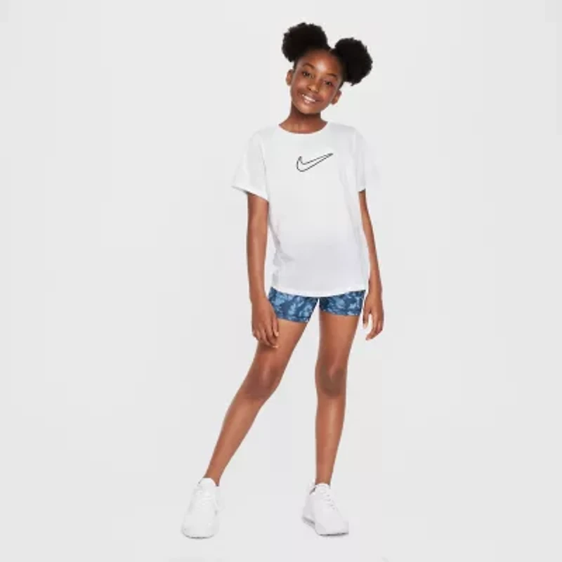 Nike Dri-Fit One Big Kid Girls Crew Neck Short Sleeve Regular Fit Graphic T-Shirt