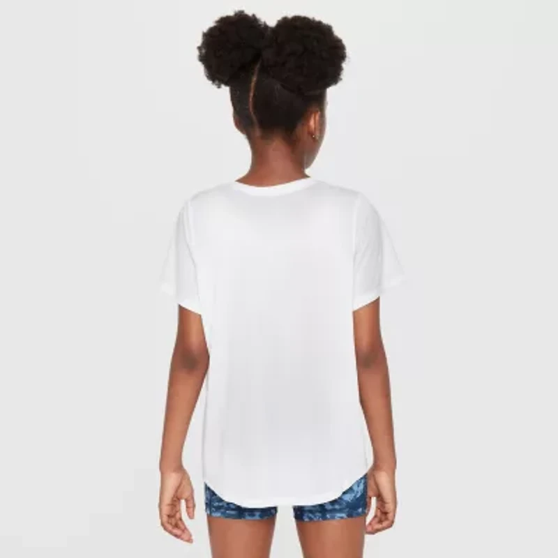 Nike Dri-Fit One Big Kid Girls Crew Neck Short Sleeve Regular Fit Graphic T-Shirt