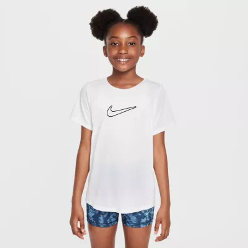 Nike Dri-Fit One Big Kid Girls Crew Neck Short Sleeve Regular Fit Graphic T-Shirt