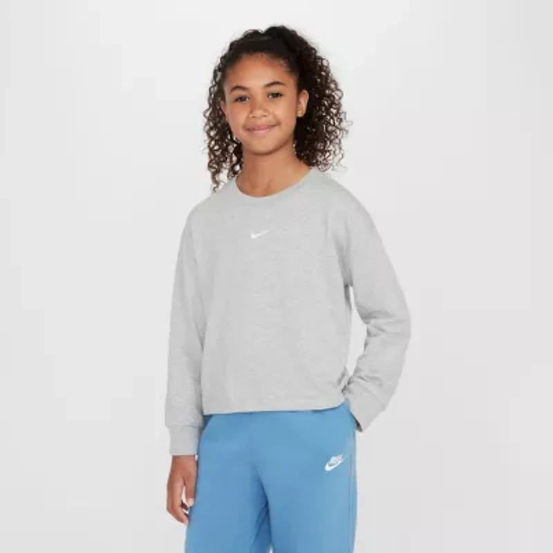 Nike Big Kid Girls Crew Neck Long Sleeve Active T-Shirt